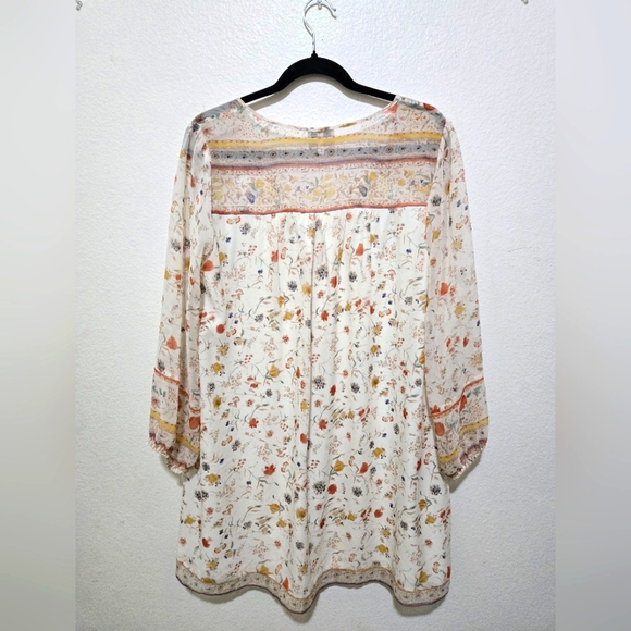 JOIE Silk Floral Print Dress - Vesta In White Orange Tan Size Medium - Picture 5 of 10